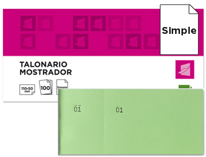 Talonario Liderpapel Mostrador 50x110mm. verde con matriz